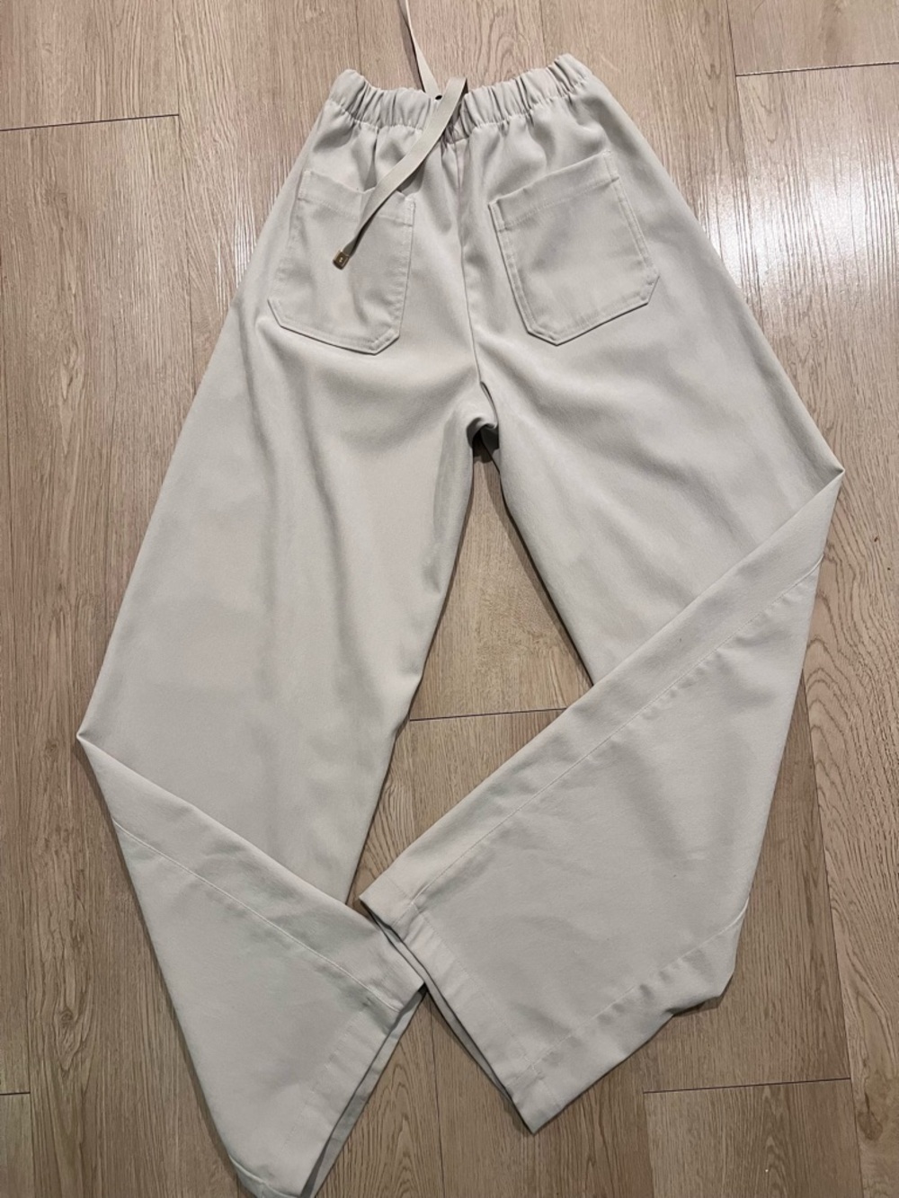 Zara Cream Wide-Leg Drawstring Pants - Picture 11 of 11